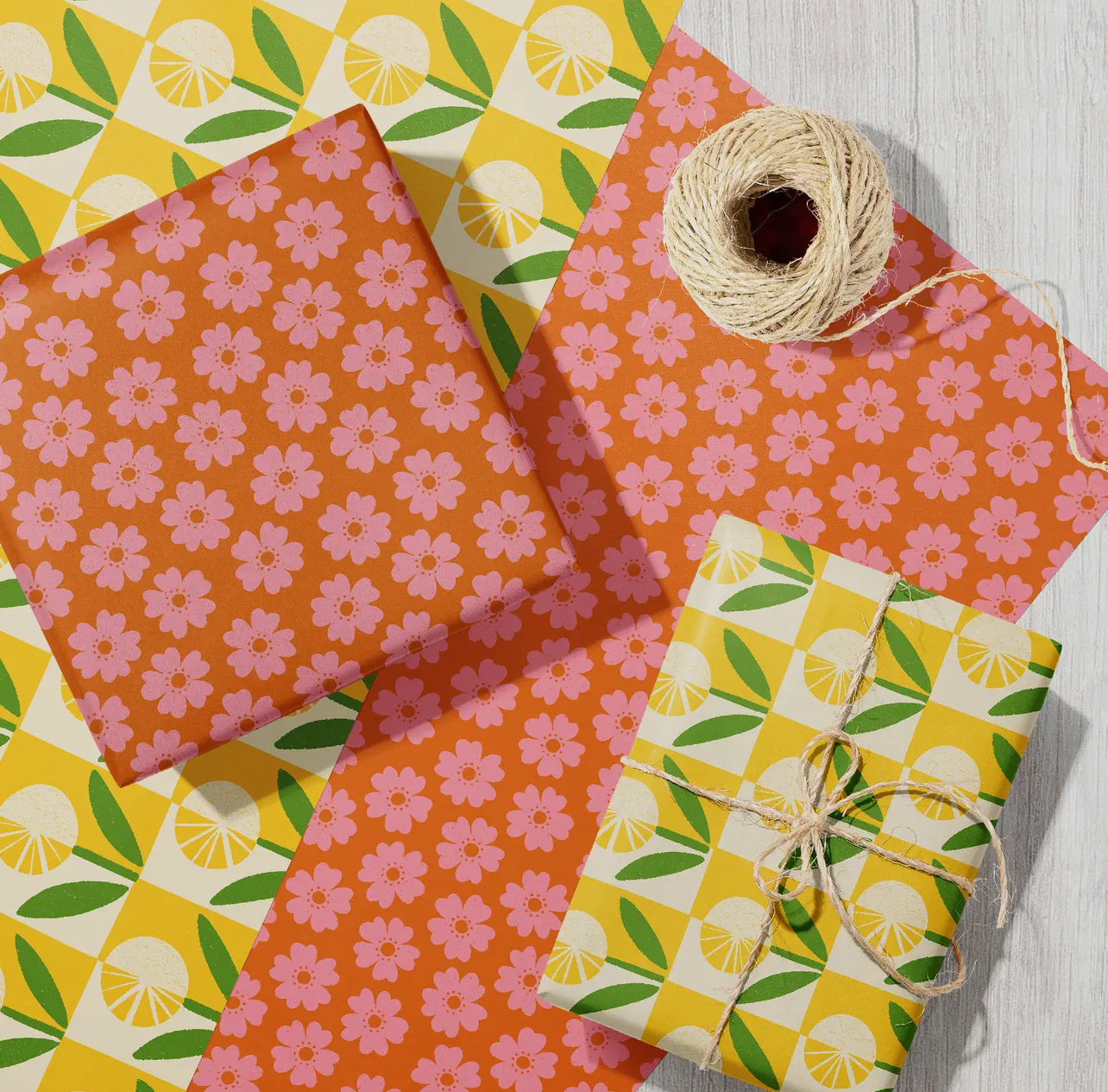 Recycled Dandelion Flower Wrapping Paper. Printed With Vegetable Inks.