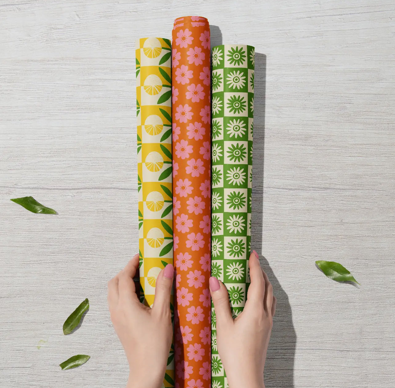 Recycled Daisy Flower Wrapping Paper. Printed With Vegetable Inks.