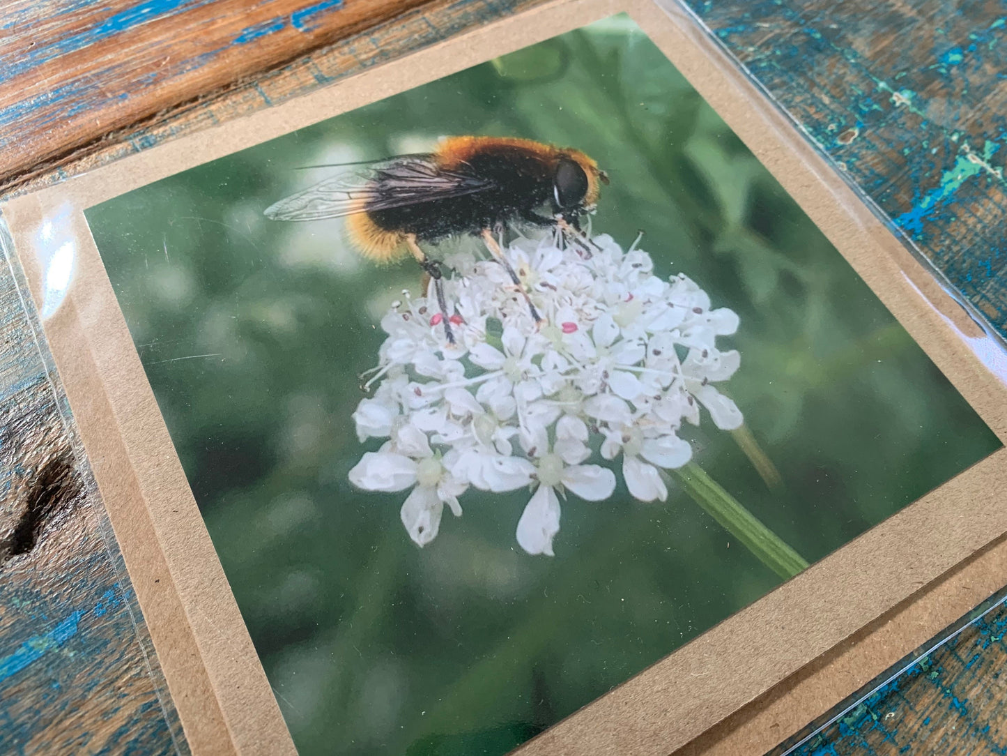 Bee card, recycled card, birthday card. Eco friendly card. Handmade card. Thank you card, blank gift card, English nature card, gift for her