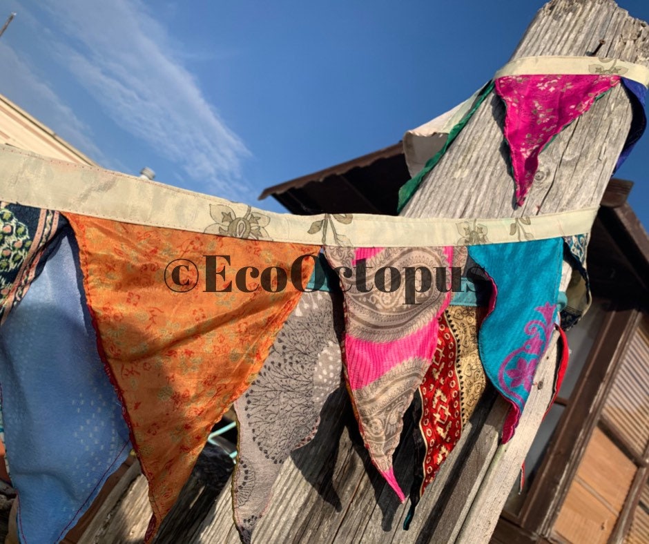 Eco-Friendly Recycled Bunting. Handmade bunting for the home, garden, festivals, parties and weddings.
