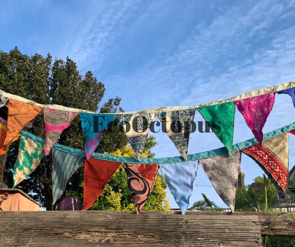 Eco-Friendly Recycled Bunting. Handmade bunting for the home, garden, festivals, parties and weddings.