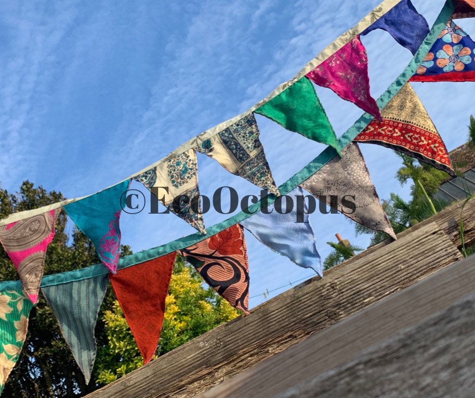 Eco-Friendly Recycled Bunting. Handmade bunting for the home, garden, festivals, parties and weddings.
