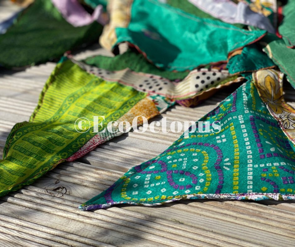 GREEN Eco-Friendly Handmade Recycled Bunting, Ethical Gift ideas.