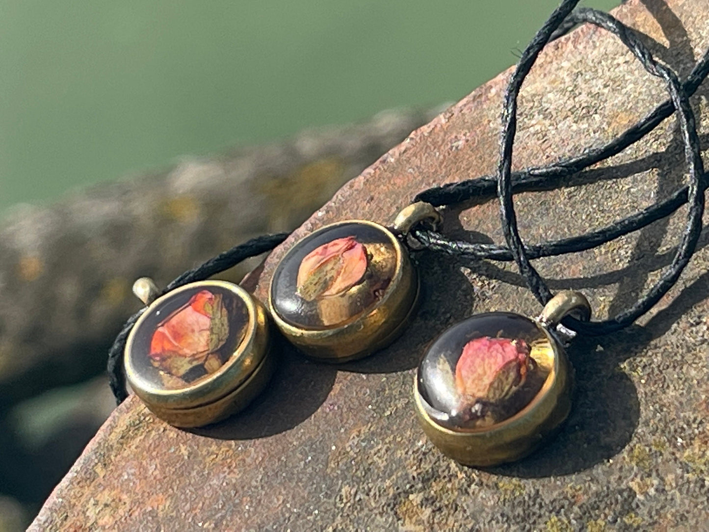 Flower necklace, ethical jewellery, rose necklace, handmade necklace, boho jewellery, gift for her, flower pendant, brass gold rose pendant
