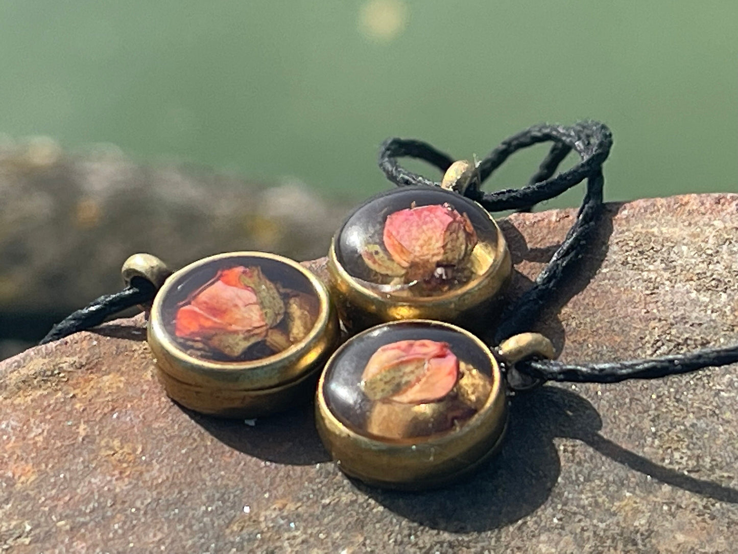 Flower necklace, ethical jewellery, rose necklace, handmade necklace, boho jewellery, gift for her, flower pendant, brass gold rose pendant