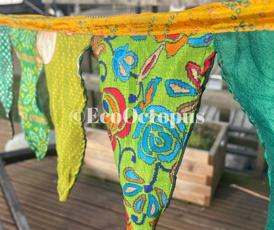 GREEN Eco-Friendly Handmade Recycled Bunting, Ethical Gift ideas.