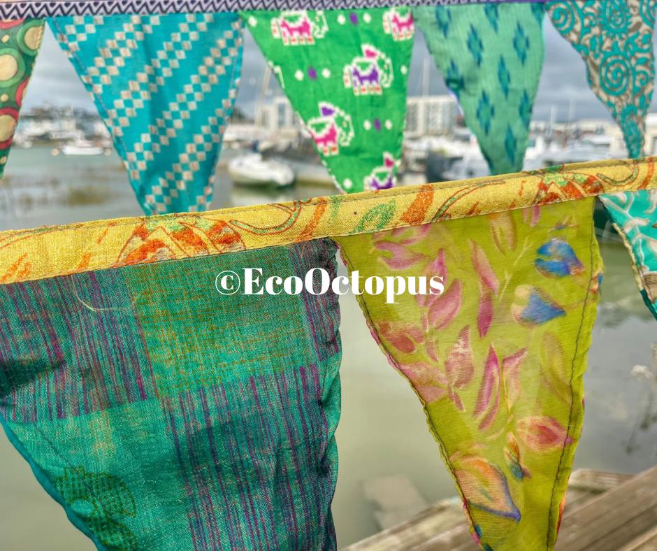 GREEN Eco-Friendly Handmade Recycled Bunting, Ethical Gift ideas.