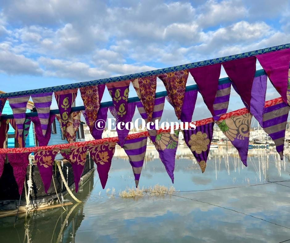 PURPLE. Handmade Eco-Friendly bunting. Purple decorations.