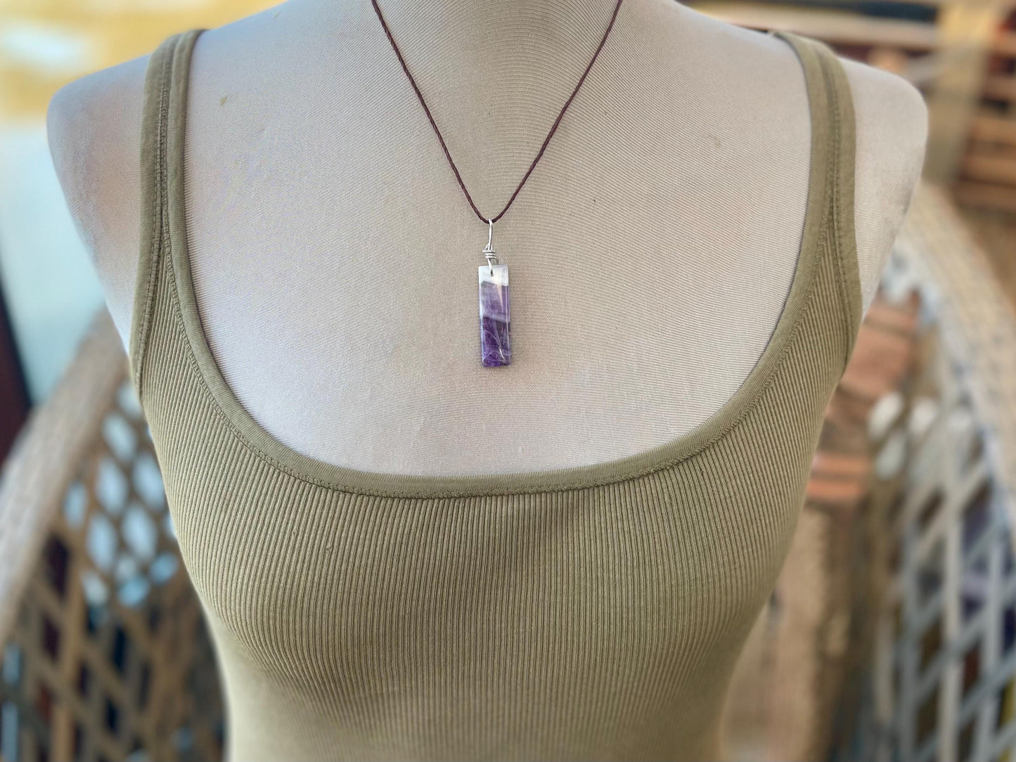 Amethyst pendant, amethyst necklace, amethyst jewellery, gift for him, boho handmade necklace, romantic gift for her, ethical jewellery