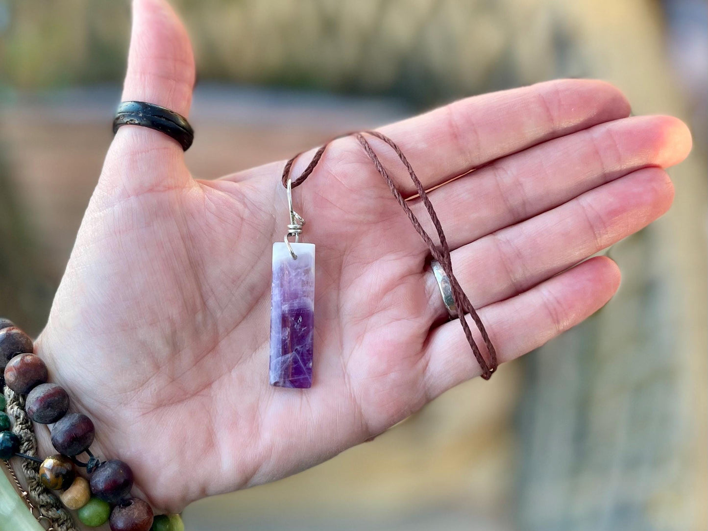 Amethyst pendant, amethyst necklace, amethyst jewellery, gift for him, boho handmade necklace, romantic gift for her, ethical jewellery