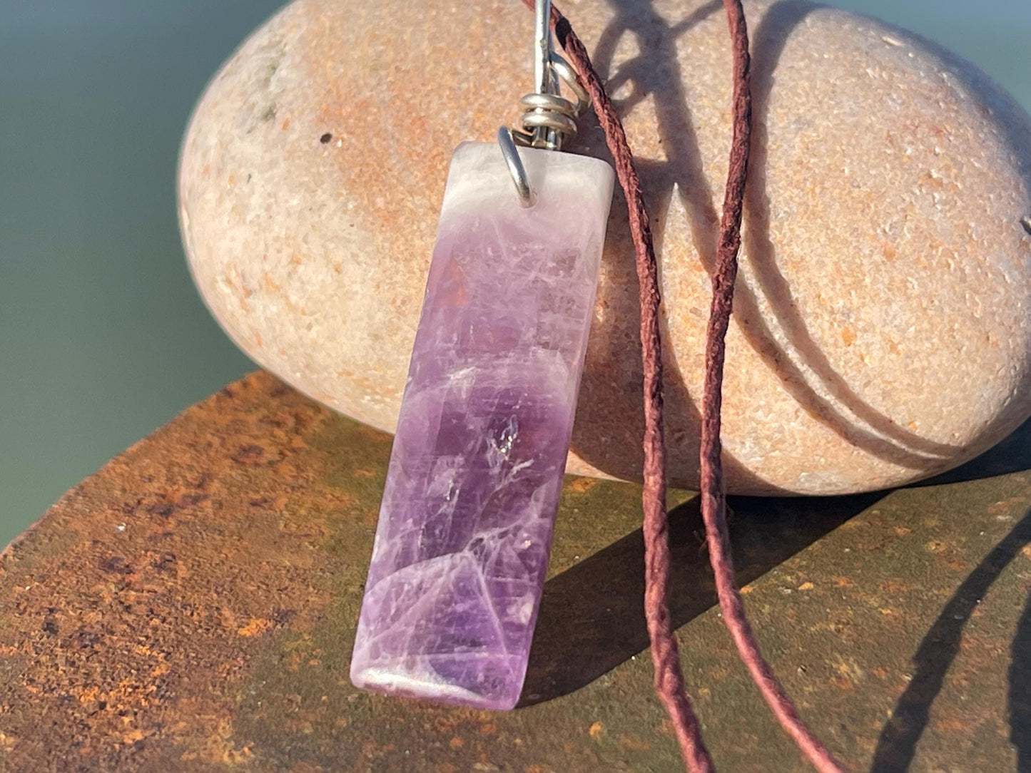 Amethyst pendant, amethyst necklace, amethyst jewellery, gift for him, boho handmade necklace, romantic gift for her, ethical jewellery
