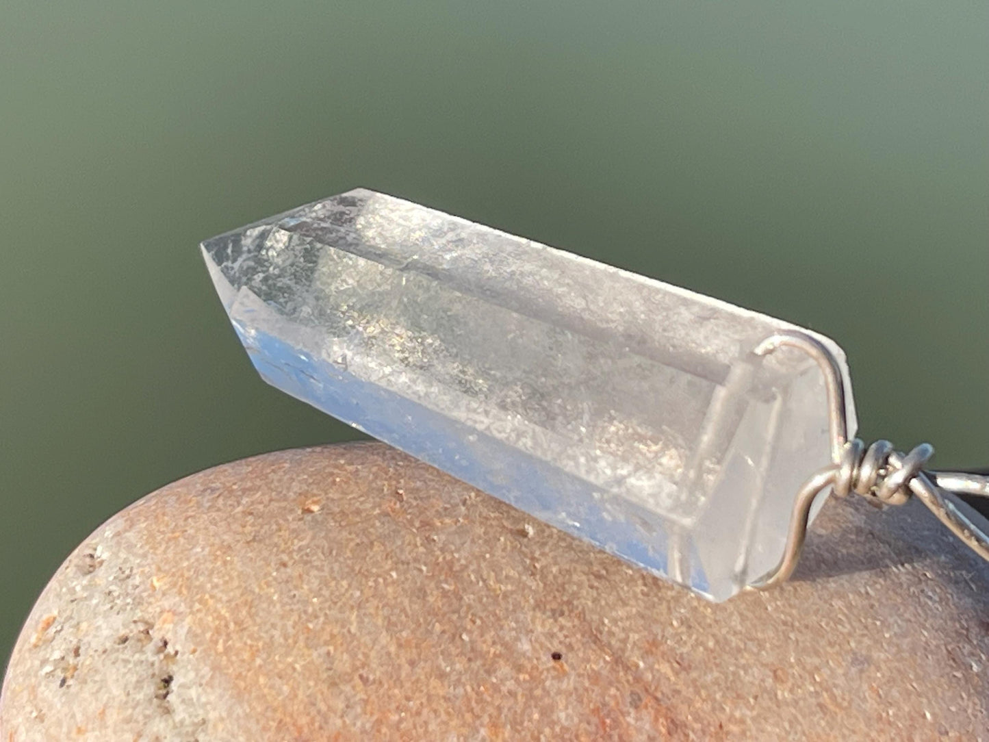 Quartz pendant, quartz necklace, quartz jewellery, gift for him, boho handmade necklace, romantic gift for her, ethical jewellery