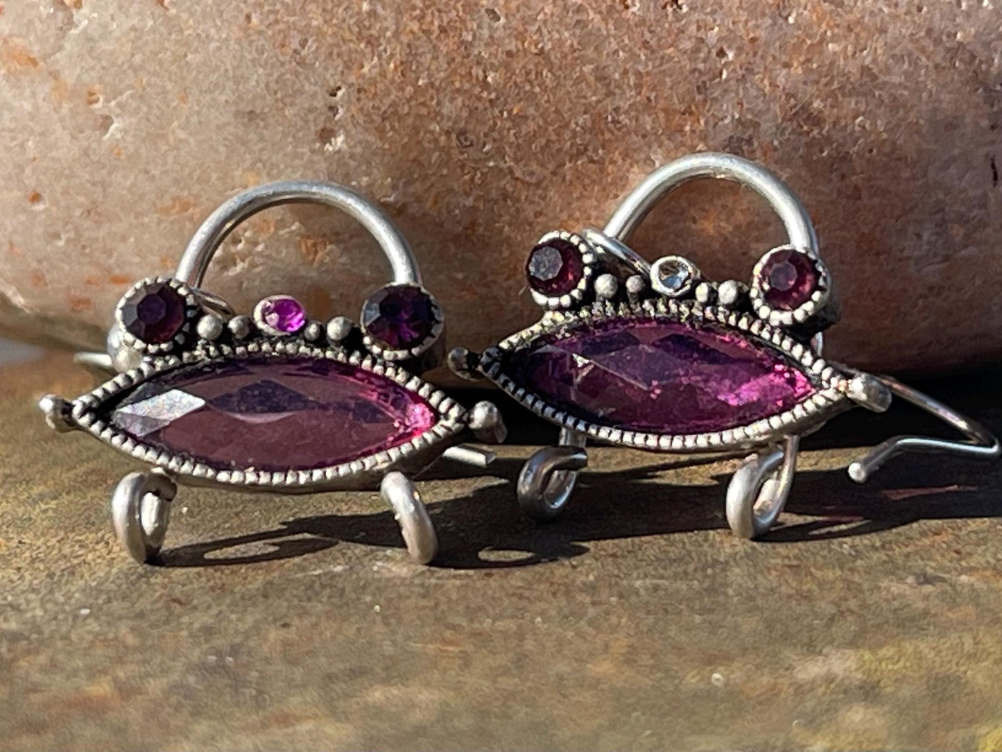 Wide Mouth Frog Earrings on recycled sterling silver. Eco friendly jewellery. Ethical jewelery. handmade frog jewellery. Gift for frog lover