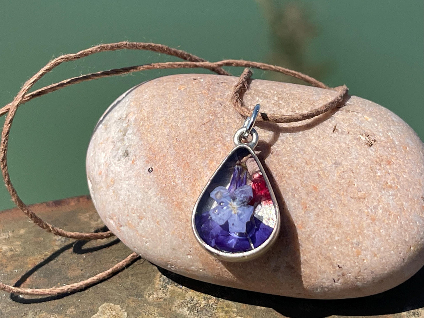 Flower necklace, ethical jewellery, violet necklace, handmade necklace, boho jewellery, Unusual gift for her, flower pendant, unique gifts.