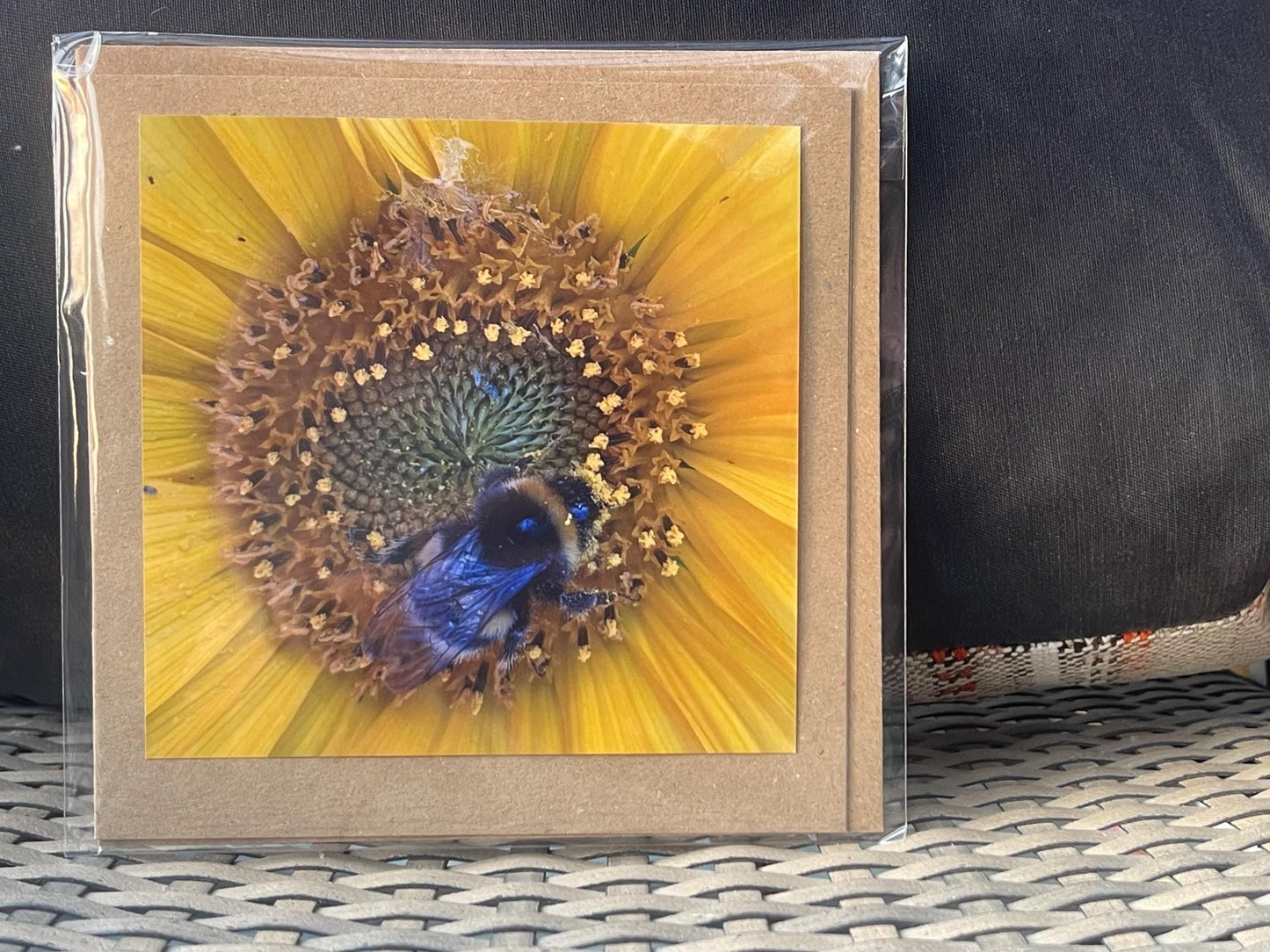 Bee card, recycled card, birthday card. Eco friendly card. Handmade card. Thank you card, blank gift card, English nature card, gift for her