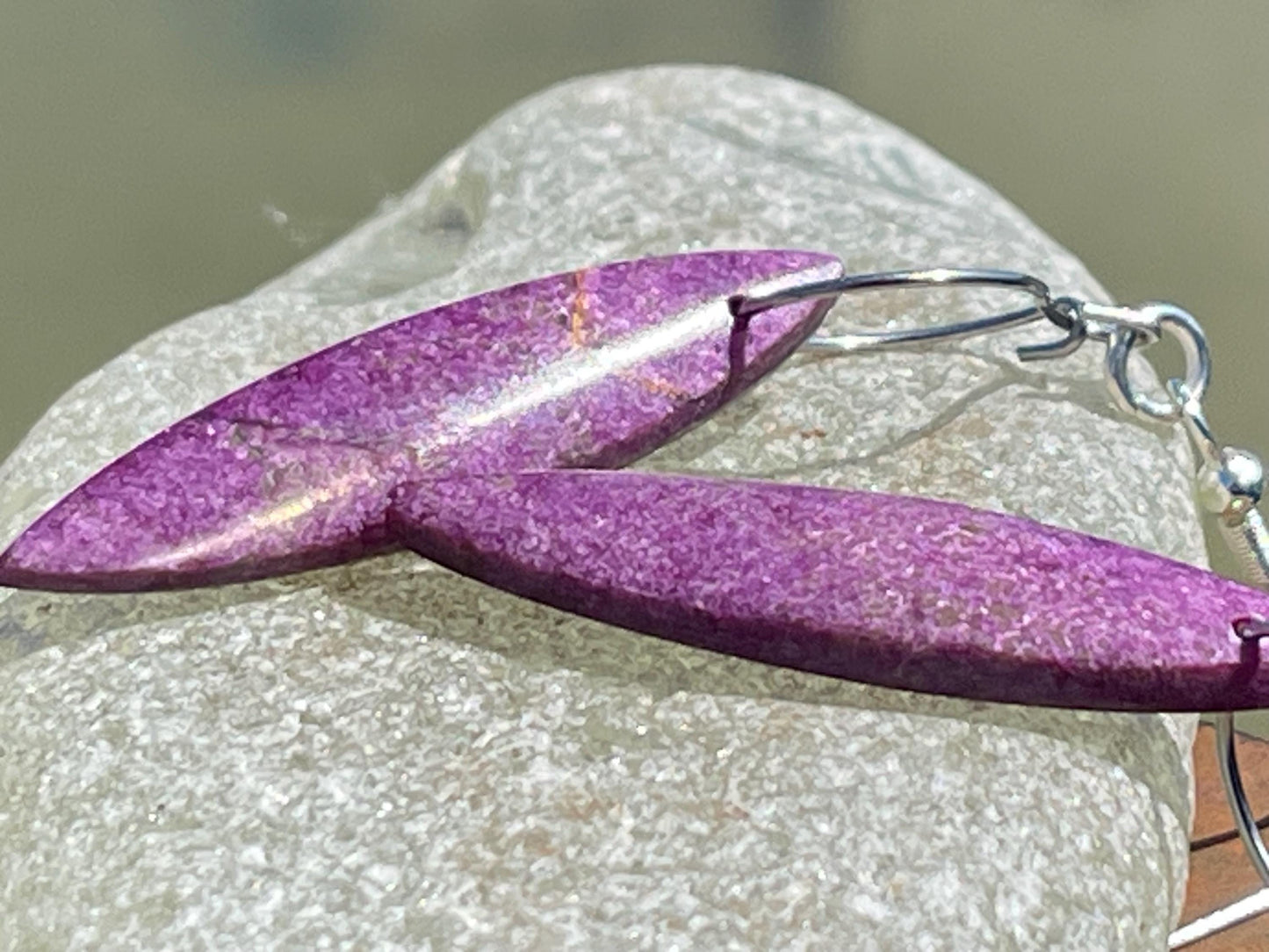 Charoite earrings on recycled sterling silver. Charoite jewellery, gift for her, unusual necklace, purple gemstone, unique jewellery