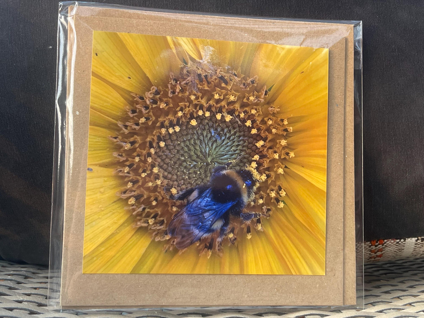 Bee card, recycled card, birthday card. Eco friendly card. Handmade card. Thank you card, blank gift card, English nature card, gift for her