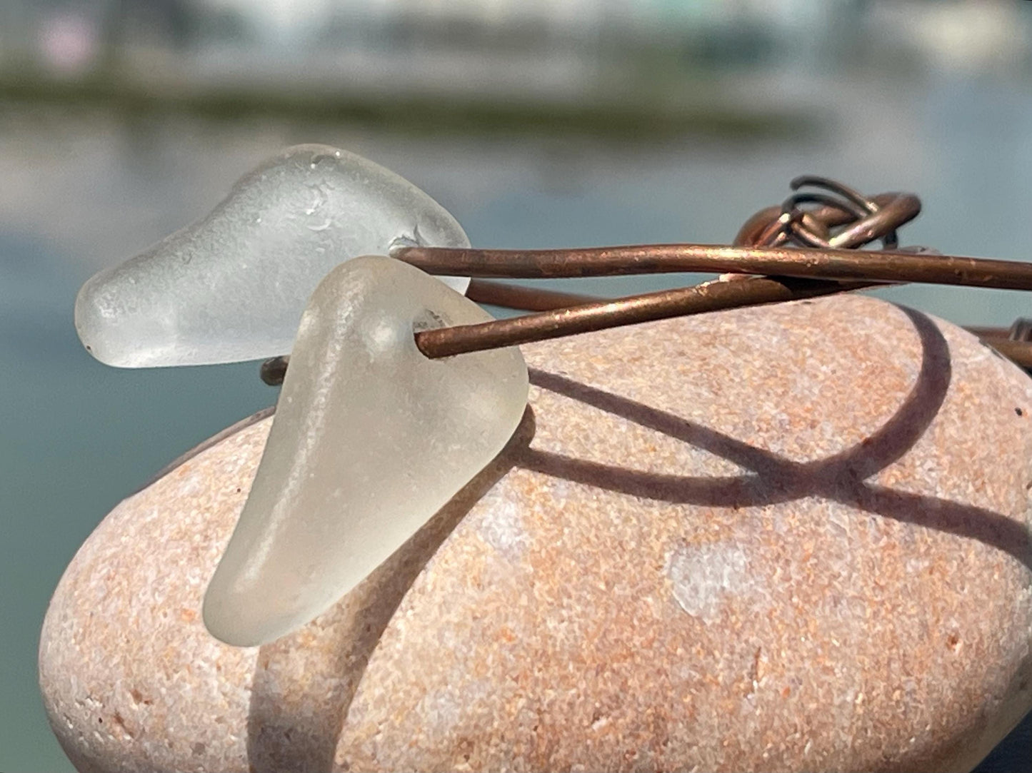 Large hoop earrings. Sustainable jewellery, white sea glass earrings. Handmade earrings, gift for her, eco friendly jewellery, ethical gifts