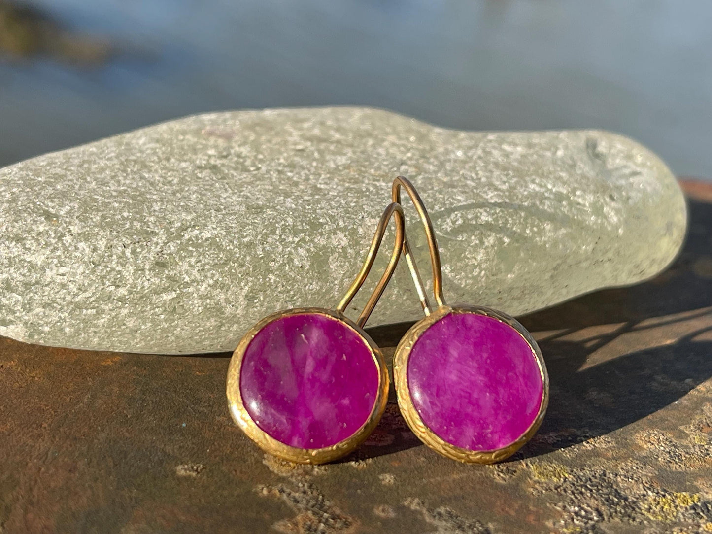 Gypsy jewellery, pink / purple vintage earrings, pink jewellery, ethical jewellery, gypsy earrings, romantic gifts, eco friendly jewellery
