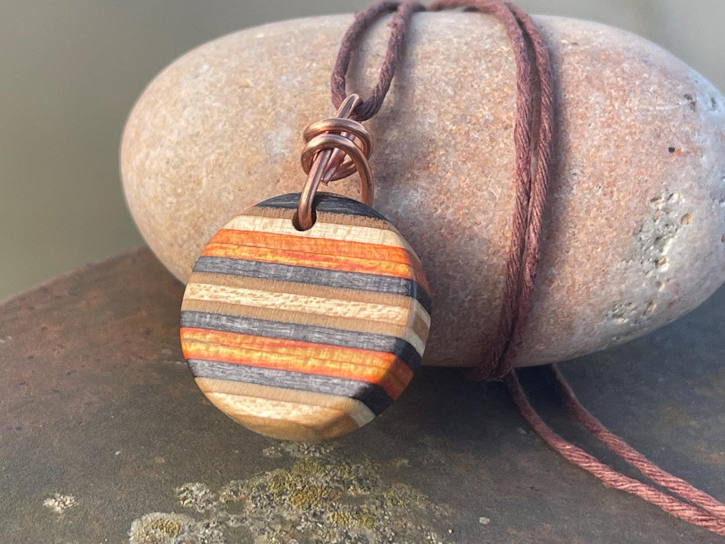 ORANGE Handmade pendant made from old skateboards. Skateboard necklace. Unique gifts for men. Sustainable jewellery. Eco friendly jewellery.