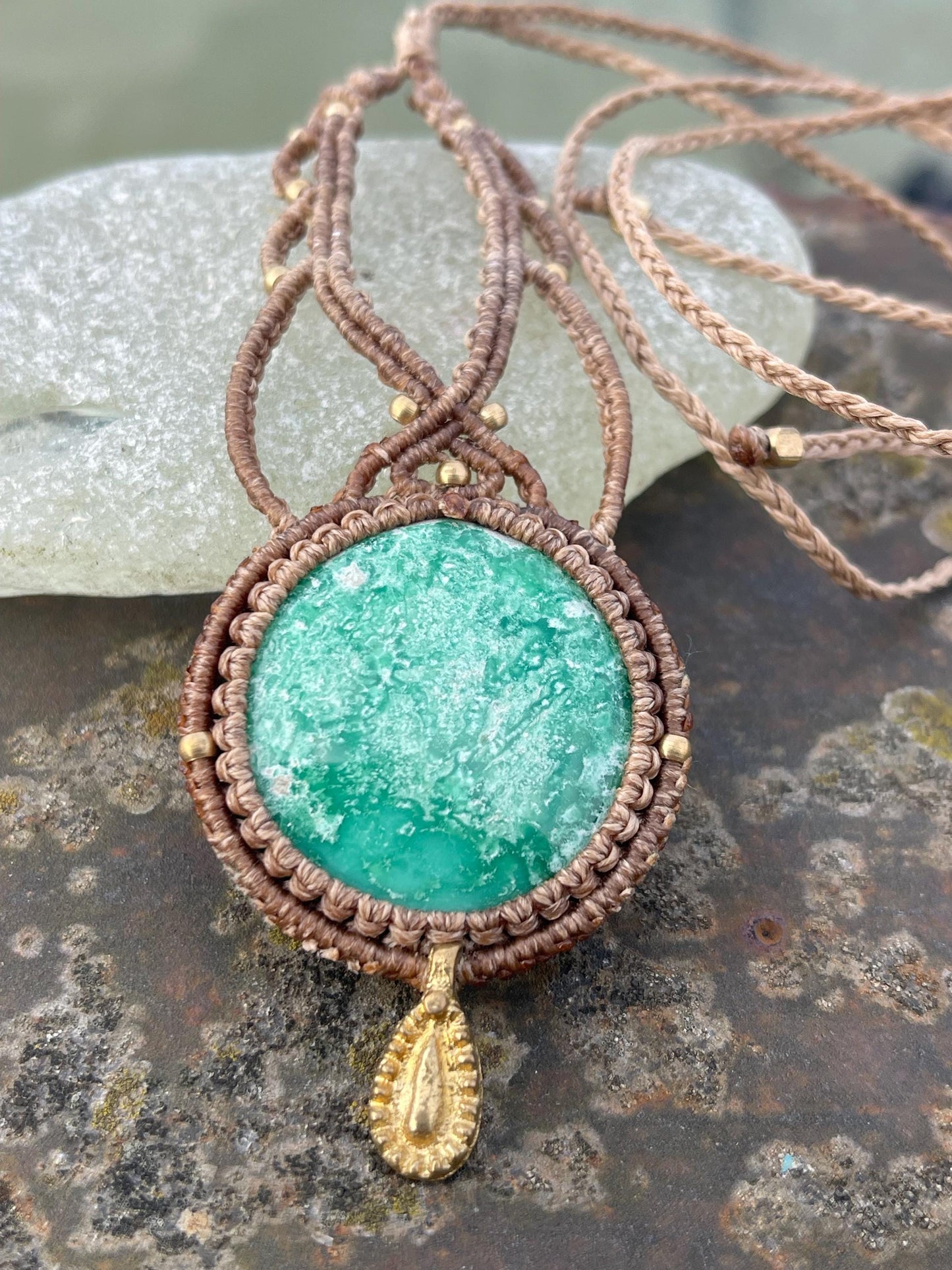 Variscite necklace, ethical jewellery, bohemian necklace, unusual jewellery, Variscite pendant, green gemstone necklace. Boho jewellery