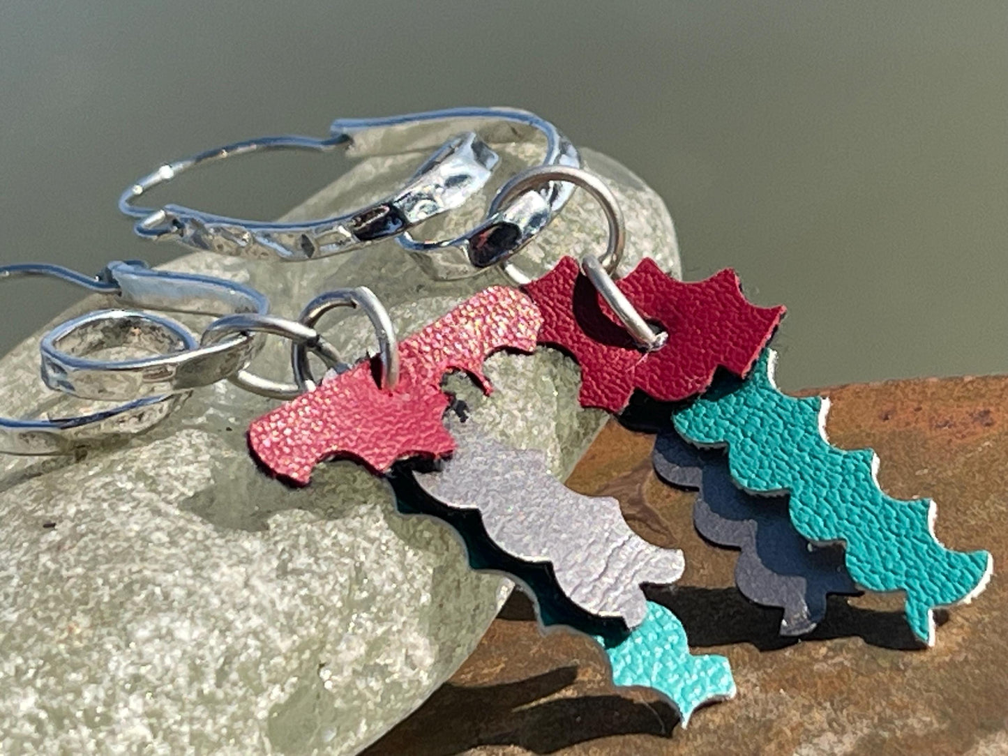 Eco friendly earrings made with sustainable cactus leather. Cruelty free, ethical, sustainable earrings. Eco friendly jewellery.