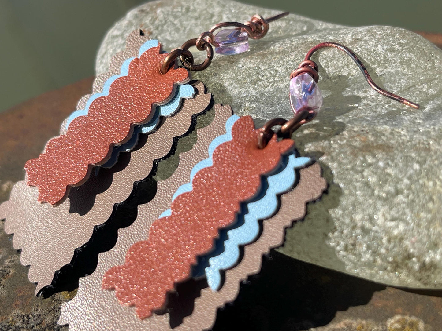 Eco friendly earrings made with sustainable cactus leather. Cruelty free, ethical, sustainable earrings. Eco friendly jewellery.