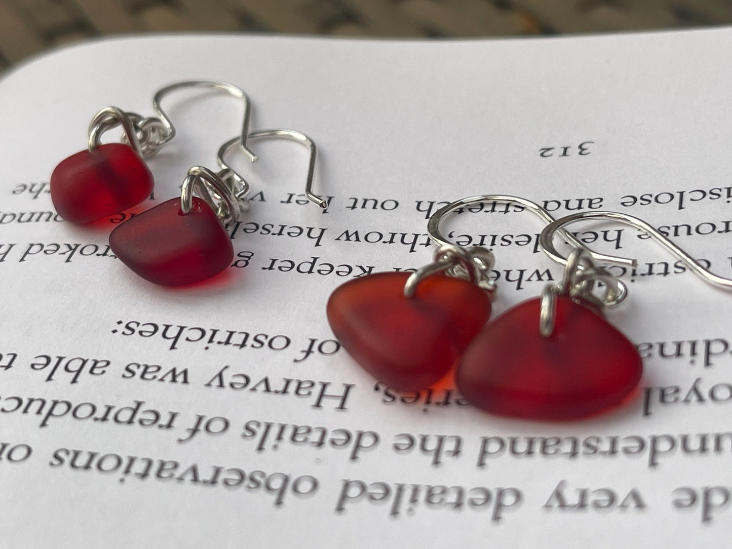 Sustainable jewellery. Eco friendly jewellery. Red sea glass earrings, ethical jewellery, handmade sea glass jewellery, ethical jewelry