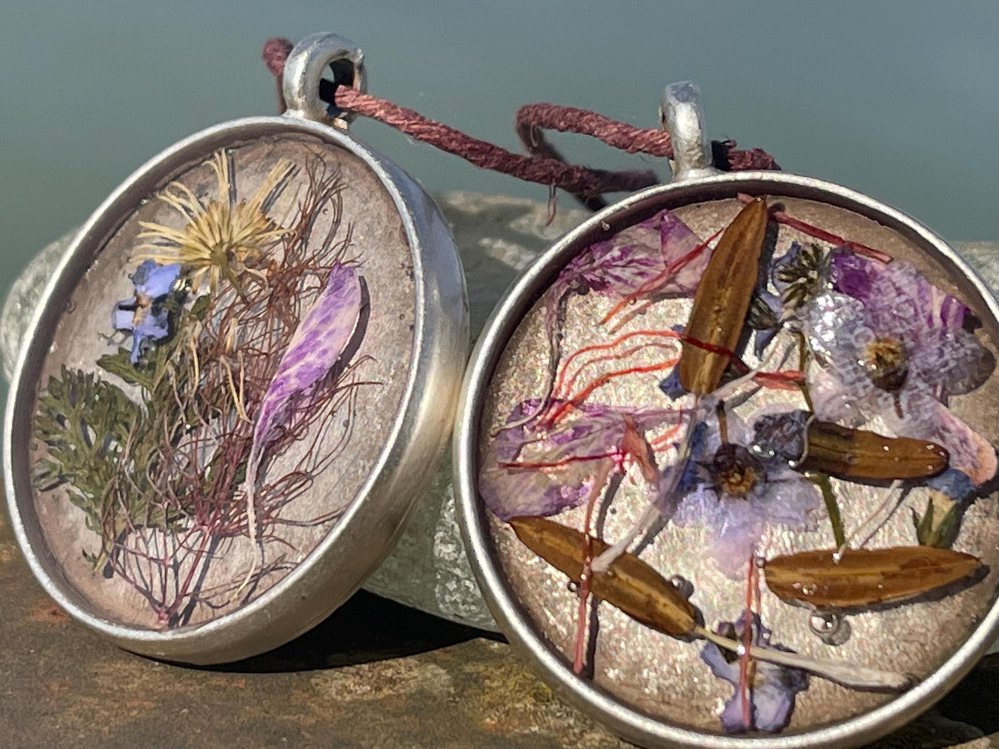 Flower necklace, ethical jewellery, forget me not necklace, handmade necklace, boho jewellery, flower pendant. Remembrance gifts.