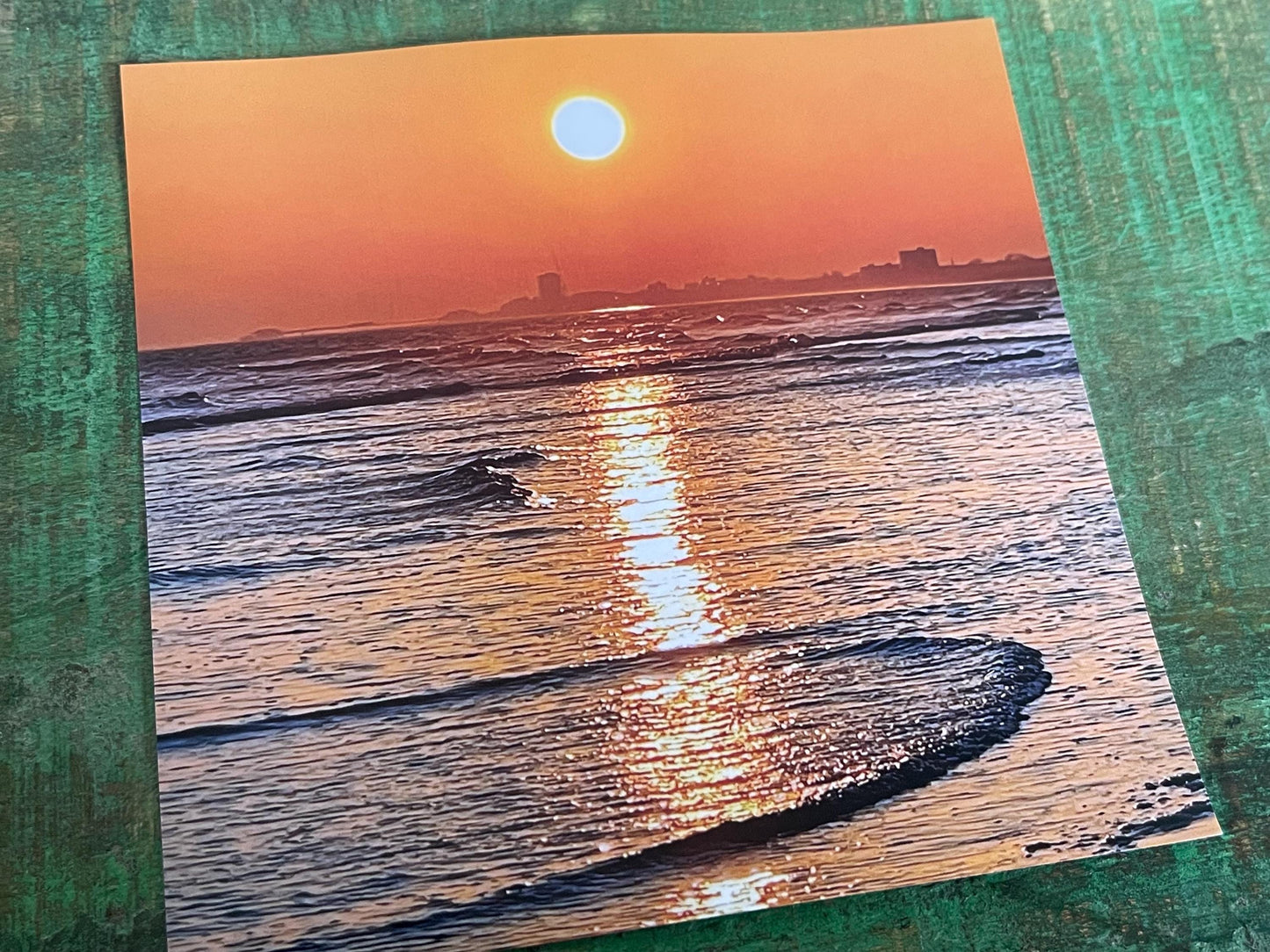 Sunset photo card. Handmade card, recycled card, seaside card, beach card, birthday card, eco friendly cards, eco card, recycled card