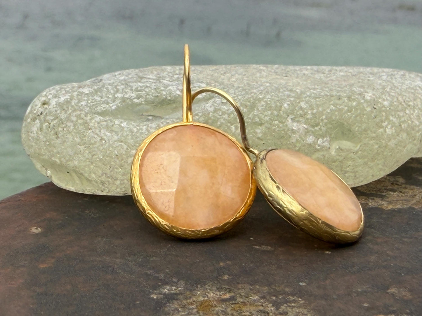 Gypsy jewellery, peach earrings, peach jewellery, ethical jewellery, gypsy earrings, romantic gifts, eco friendly jewellery. Unusual earring