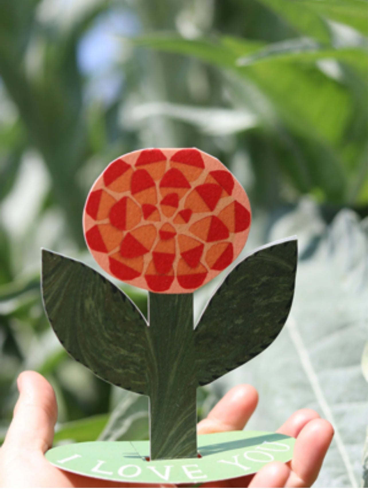 Pop Up Flower Card. Recycled card. I Love You Card.