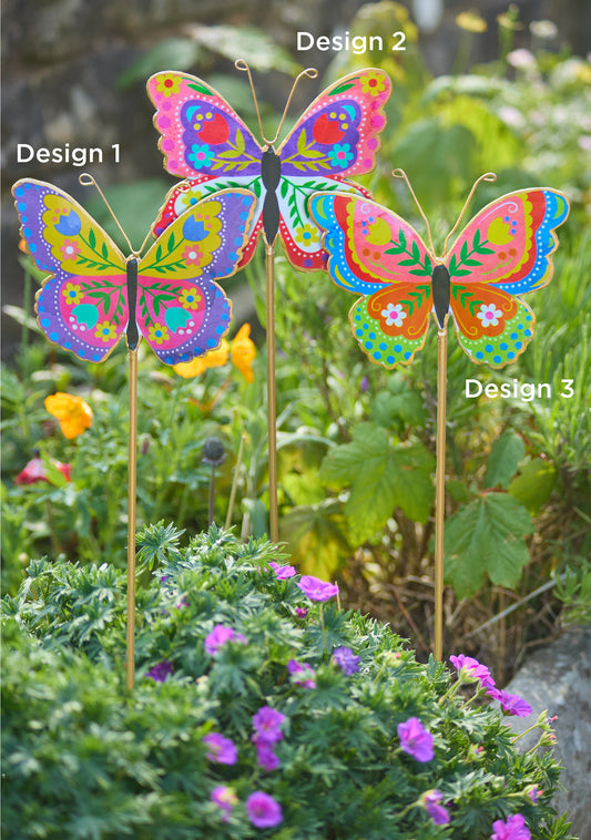 Butterfly garden stake. Beautiful garden decoration in the shape of a butterfly. Garden decor. Butterfly garden sculpture.