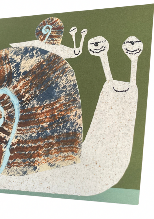 Snail Family. cute recycled snail card. Handmade cards.