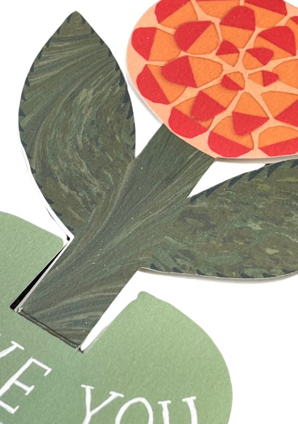 Pop Up Flower Card. Recycled card. I Love You Card.