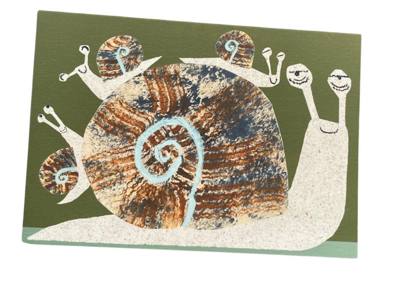 Snail Family. cute recycled snail card. Handmade cards.