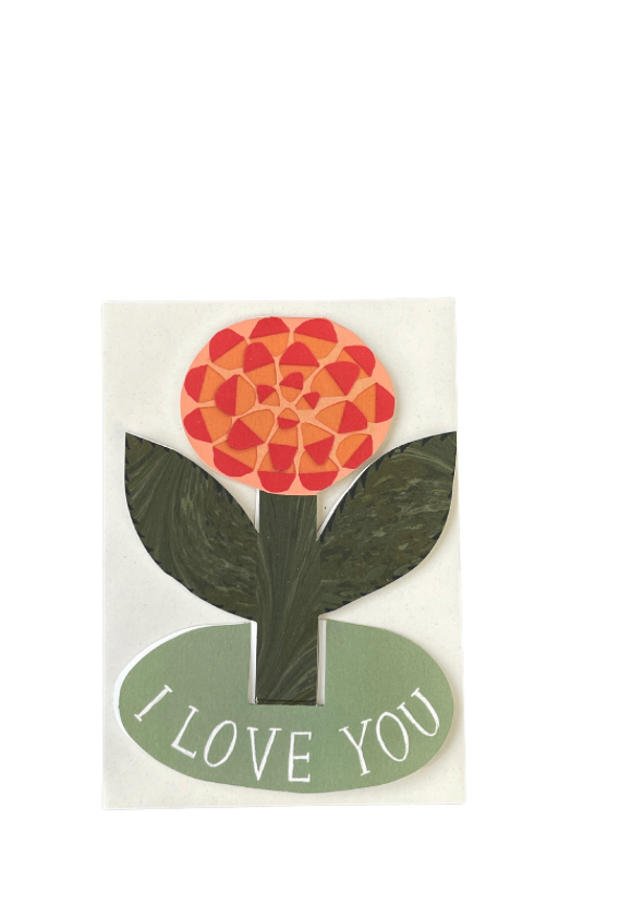 Pop Up Flower Card. Recycled card. I Love You Card.