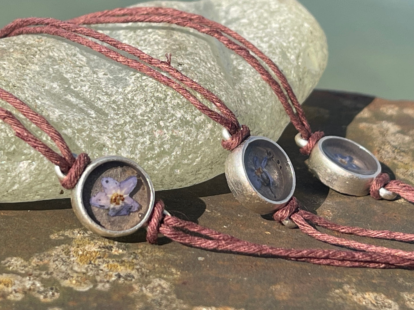 Forget-me-not bracelet or choker necklace. Boho gift for her, flower bracelet, remembrance bracelet, gardeners gift, Forget me not jewellery