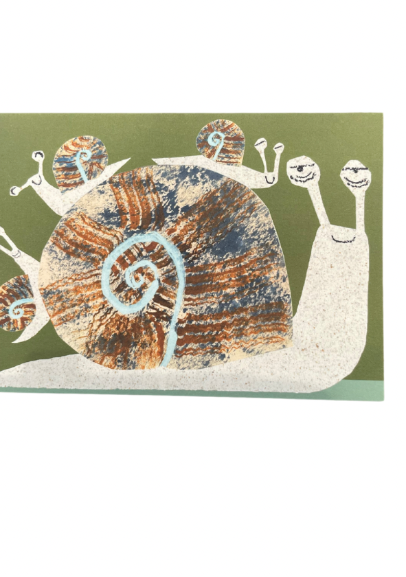 Snail Family. cute recycled snail card. Handmade cards.