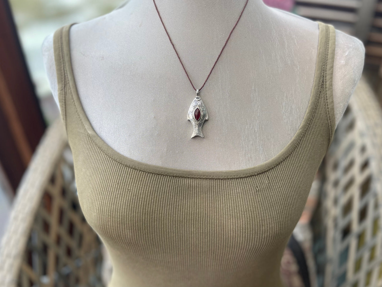 Gypsy jewellery, fish necklace, eco friendly jewellery, vintage jewellery, ethical jewellery, fish pendant, boho necklace, unique necklace