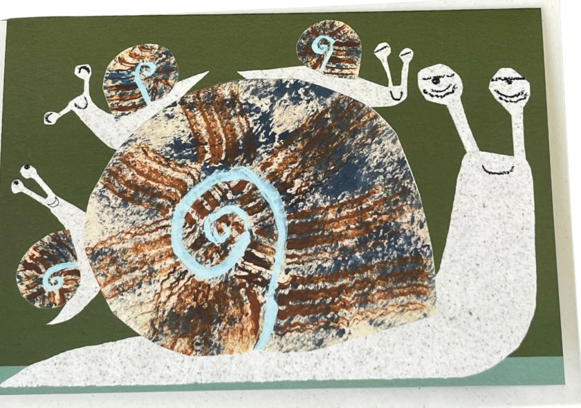 Snail Family. cute recycled snail card. Handmade cards.