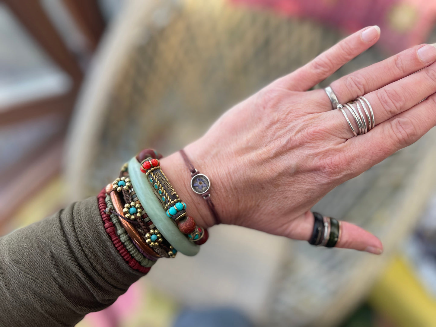 Forget-me-not bracelet or choker necklace. Boho gift for her, flower bracelet, remembrance bracelet, gardeners gift, Forget me not jewellery