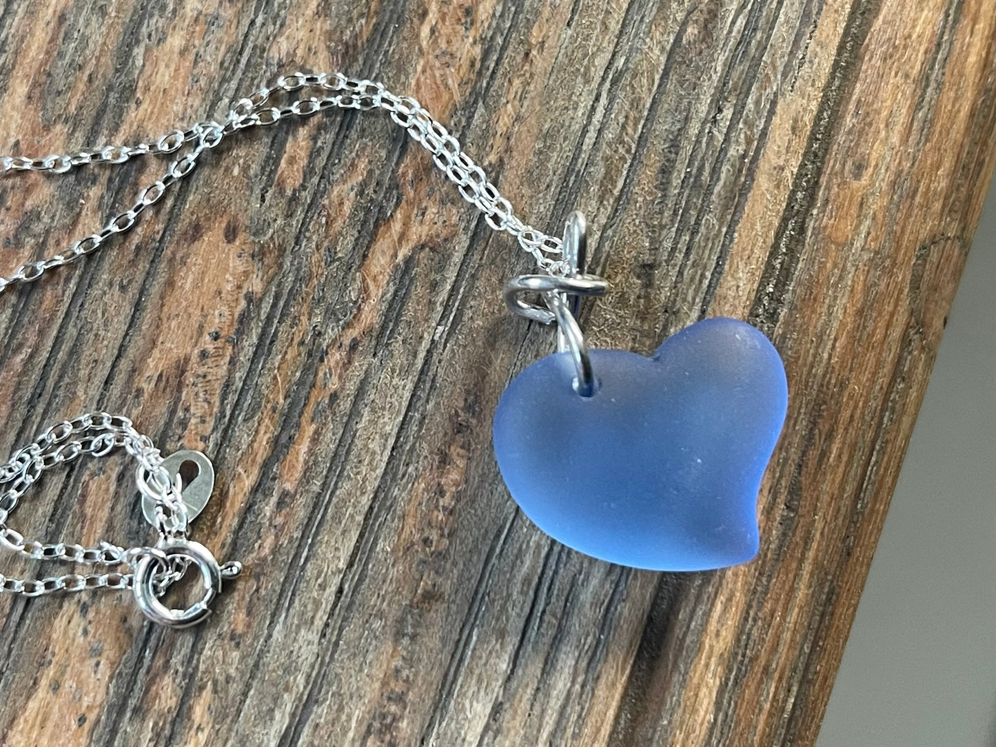 Sea glass heart necklace. Recycled necklace, gift for him. Ethical jewellery. Sea glass pendant. Eco friendly necklace, boho surf jewellery