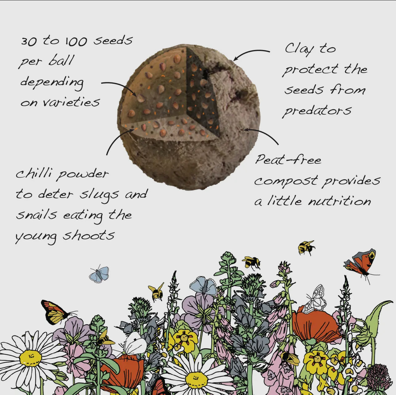 Save The Bees. 3x matchbox sized seed bombs. Great as little gifts or to re-wild your garden. Bee friendly plants.