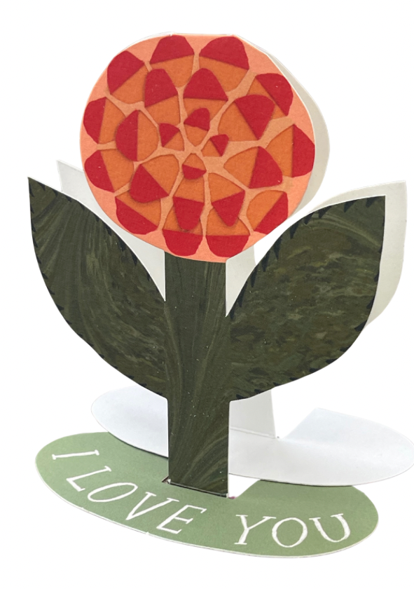 Pop Up Flower Card. Recycled card. I Love You Card.