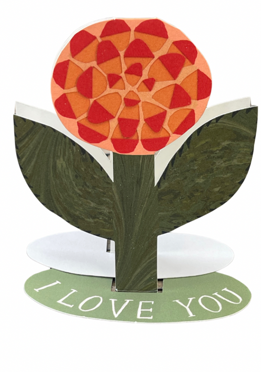 Pop Up Flower Card. Recycled card. I Love You Card.