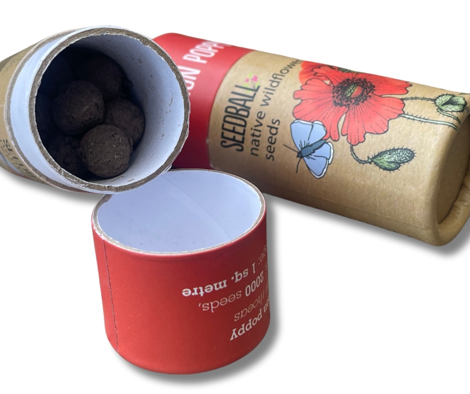 Poppy seed bombs. Flower bombs Save The Bees! Great as little gifts (perfect for remembrance) or to re-wild your garden. Bee friendly plants and gifts, made in the UK.