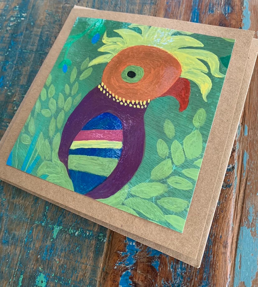 Handmade recycled card, crazy chicken card, eco friendly card, chicken card, ethical card, greetings card, recycled card, punk card