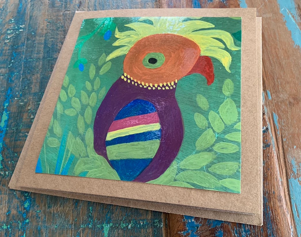 Handmade recycled card, crazy chicken card, eco friendly card, chicken card, ethical card, greetings card, recycled card, punk card