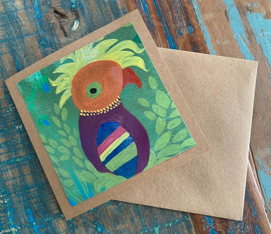 Handmade recycled card, crazy chicken card, eco friendly card, chicken card, ethical card, greetings card, recycled card, punk card